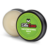 Stretch It balm jar closeup showing vitamin E-rich formula for gentle ear care
