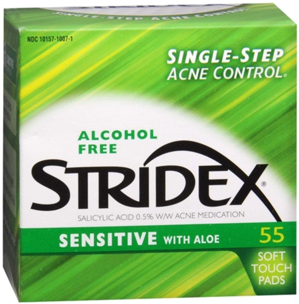 Stridex Daily Care Sensitive Aloe Pads box for gentle acne control and convenience
