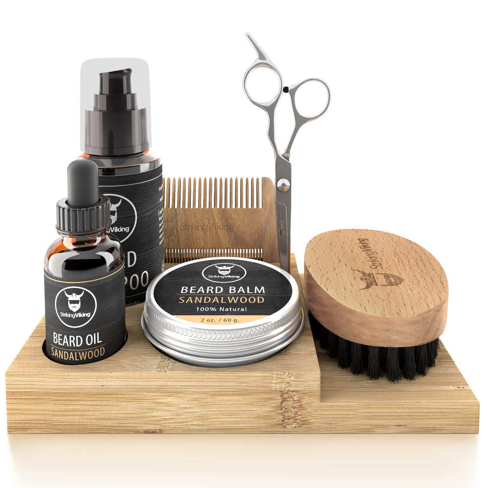 Striking Viking beard growth kit caddy keeps tools organized for easy daily grooming