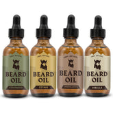Striking Viking beard oil cedarwood vanilla bottle promotes hydrated, softer beard texture