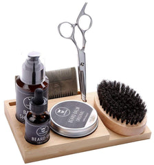 Striking Viking Comb Brush Stand displays organized beard tools for quick access