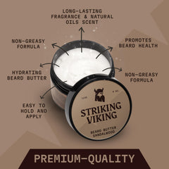 Striking Viking sandalwood beard softener texture close up for easy styling