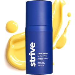 Strive retinal serum bottle front highlights premium packaging for daily anti-aging care.