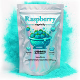 Stsfybaths raspberry shimmer bath bomb in turquoise bag adds festive scent and shimmering fun.