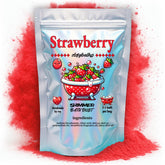 Stsfybaths Red Shimmer Bath Bomb in bag releasing strawberry aroma for a relaxing soak
