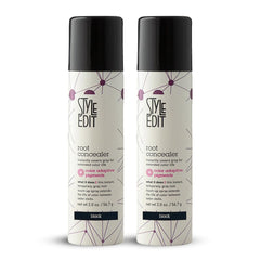 STYLE EDIT black root concealer spray pack-2 closeup, ideal for quick at-home touch ups.