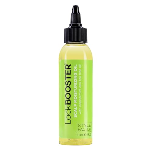 Style Factor LockBOOSTER scalp oil bottle delivering lightweight hydration and refreshing scalp.