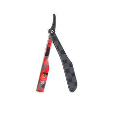 StyleCraft Deluxe Line camo red blade-slot close-up for easy blade insertion.