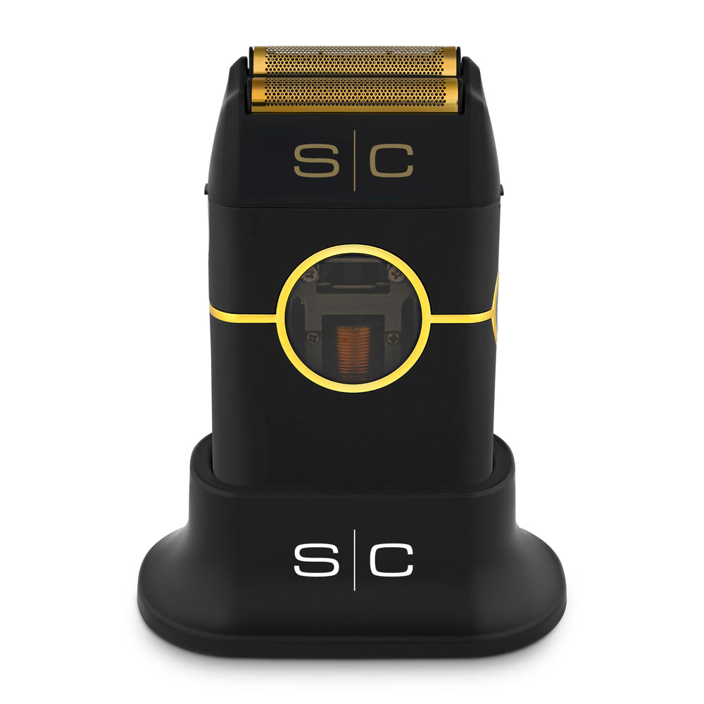StyleCraft Instinct metal shaver front-angle for precise grooming on neck and hairline.