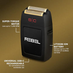 Stylecraft Rebel lithium-ion battery life graphic shows up to 100 minutes cordless use.