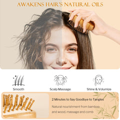 Stylemate Bamboo Hair Brush air-cushion closeup highlights scalp-massage-friendly design