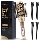 STYLEMATE round hair brush with 1.7-inch barrel in gold for smooth, glossy blowouts
