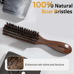 STYLEMATE wooden walnut handle closeup, ergonomic grip for comfortable styling sessions.