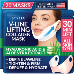 Stylia V Line mask closeup application for jawline definition.
