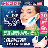 Stylia V Line mask packaging highlights collagen formula for jawline refinement.