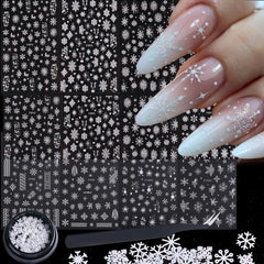 STZPRONAIL white snowflake sticker sheet for festive winter nails.