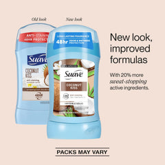 Suave Coconut Kiss fragrance closeup highlights coconut and vanilla scent.