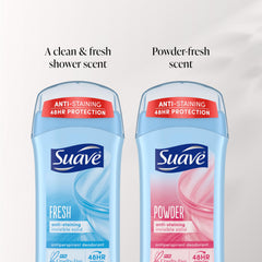 Suave Deodorant Women 48-hour odor protection feature on product surface.