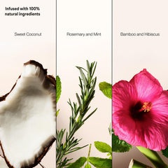 Bamboo and Hibiscus bottle emphasized for volumizing boost and natural feel