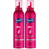 Suave Extra Hold Mousse bottle demonstrates lightweight volume for daily styling.