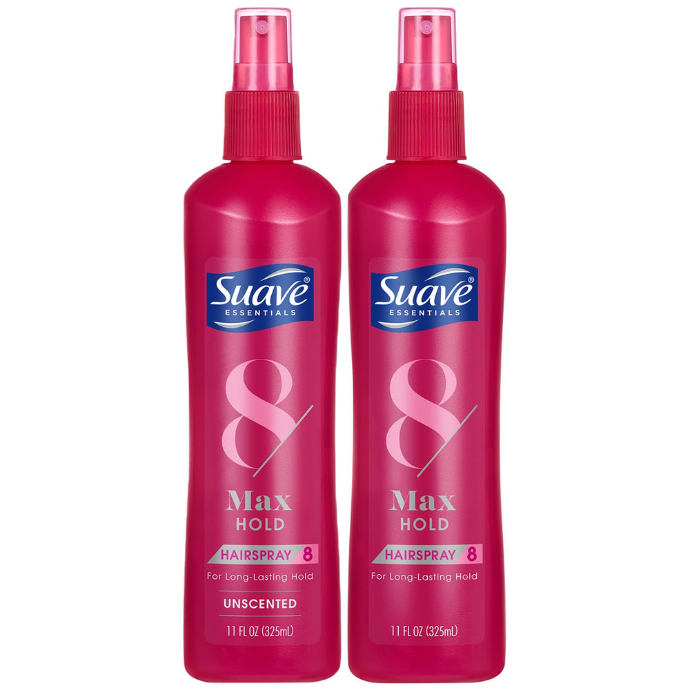 Suave Hairspray Max Hold unscented bottle offers all-day hold