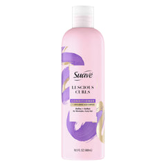 Suave Luscious Curls Conditioner pump-dispense enables easy, even application for styling prep.