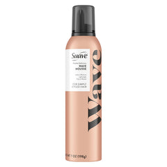 Suave Simply Styled Wave Mousse can demonstrates lightweight definition and moisture.