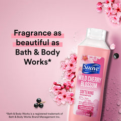Suave Wild Cherry Blossom Shampoo lather showing gentle cleansing.