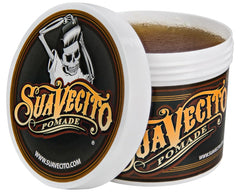 Suavecito Original Hold Pomade 32oz tub scoop shows easy portioning and pliable definition