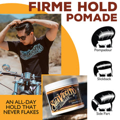 Suavecito Pomade Firme applying to hair demonstrates strong hold without stiffness