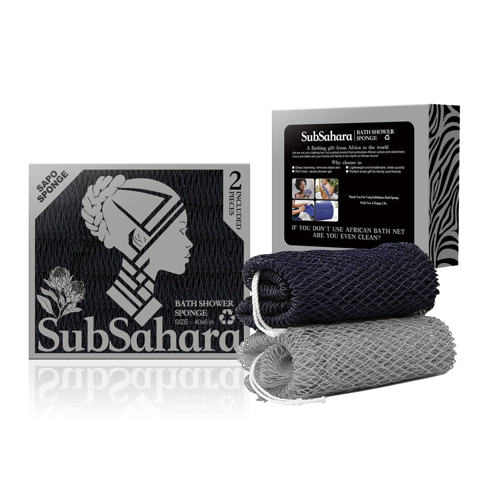 SubSahara Authentic African Net Sponge close-up shows durable texture for gentle exfoliation.