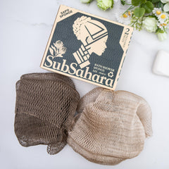 SubSahara net sponge knots closeup highlighting authentic knot pattern and textured exfoliation.
