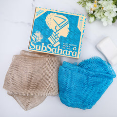 SubSahara net sponge exfoliation texture shows soft effective scrub suitable for all skin types