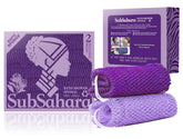 SubSahara authentic African net sponge in deep purple highlights durable knots for gentle exfoliation.