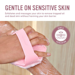 Sud Scrub non-slip grip and strap ensure secure, comfortable use during showers.