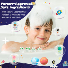 SudsyRoar safe non-toxic formula supports worry-free kids' baths.