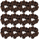 Sufermoe satin silk hair scrunchie in dark brown, 4.5-inch diameter for versatile looks.
