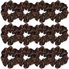 Sufermoe satin silk hair scrunchie in dark brown, 4.5-inch diameter for versatile looks.