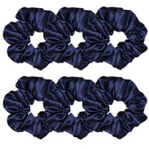 Sufermoe satin silk scrunchies navy blue pack 6 for versatile hairstyles