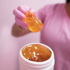 Sugaring NYC organic ingredients label close-up highlights a 100% organic paste.