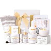 Suhctuptx spa gift basket collection shown for at-home self-care ritual.
