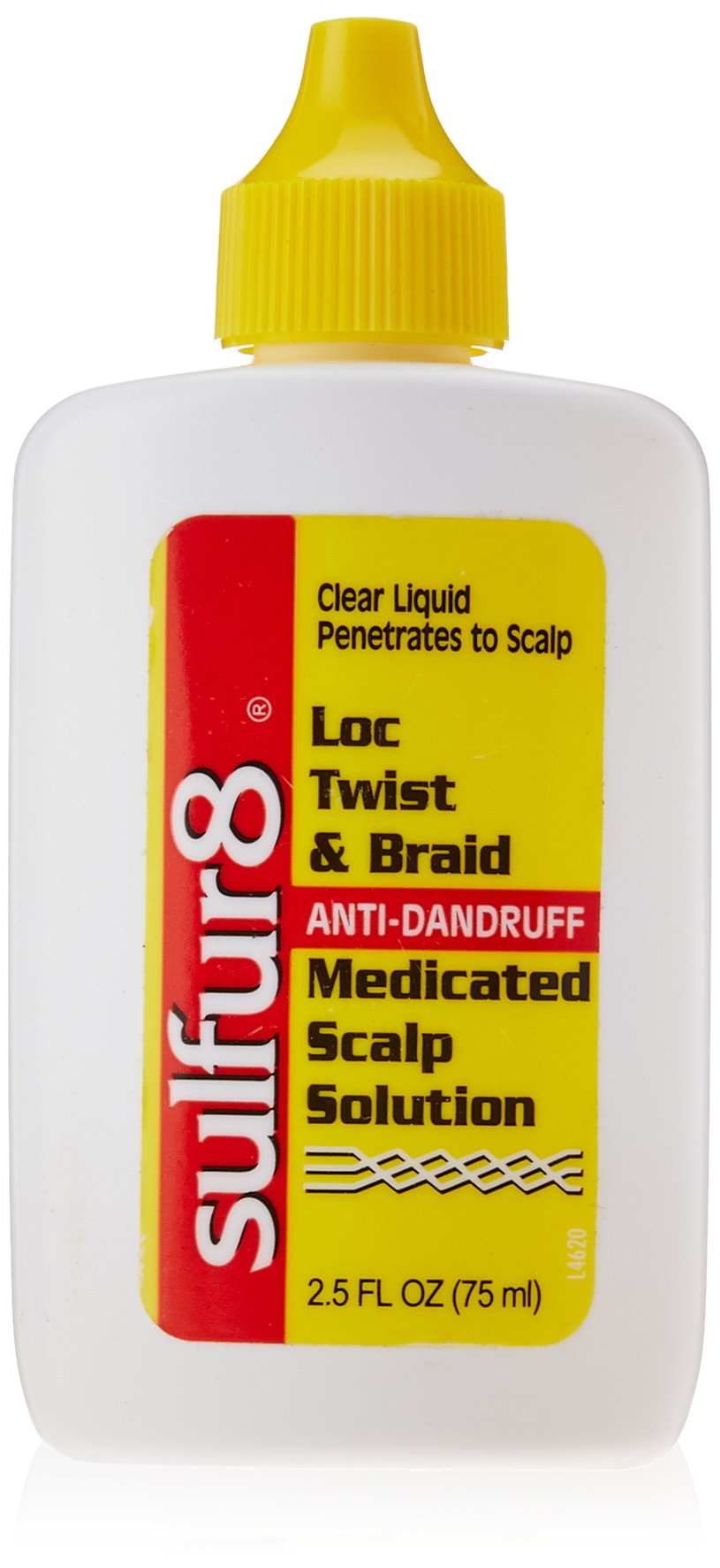 Sulfur8 Loc Twist and Braid Scalp Solution bottle shows medicated formula for scalp care during twisting
