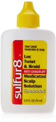 Sulfur8 Loc Twist and Braid Scalp Solution bottle shows medicated formula for scalp care during twisting