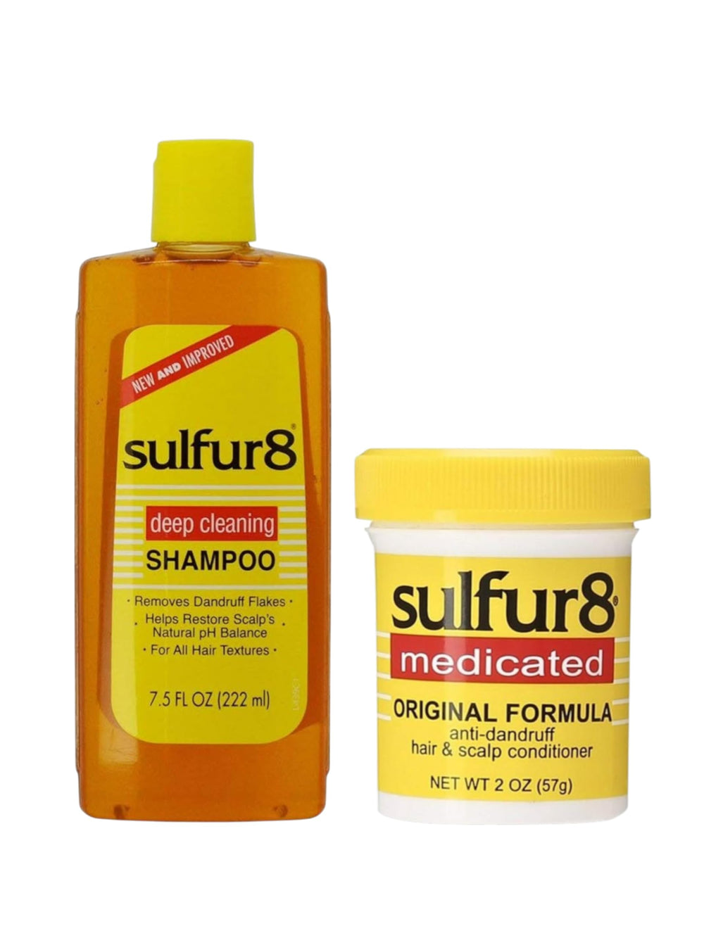 Sulfur8 anti-dandruff shampoo bottle shows medicated formula for flake relief
