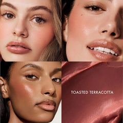 Cheek swatch of Summer Fridays Blush Butter Balm for natural day-long glow