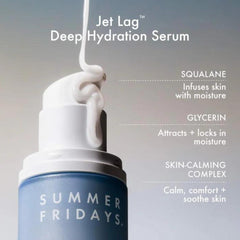 Summer Fridays Jet Lag application swatch highlights quick absorption and soothing feel