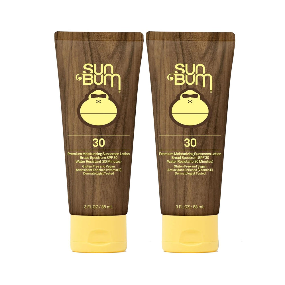 Sun Bum Original SPF 30 sunscreen lotion bottle front view showing protection and summer vibe.