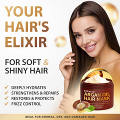SUNATORIA mask being applied to damp hair shows creamy texture for smooth styling.