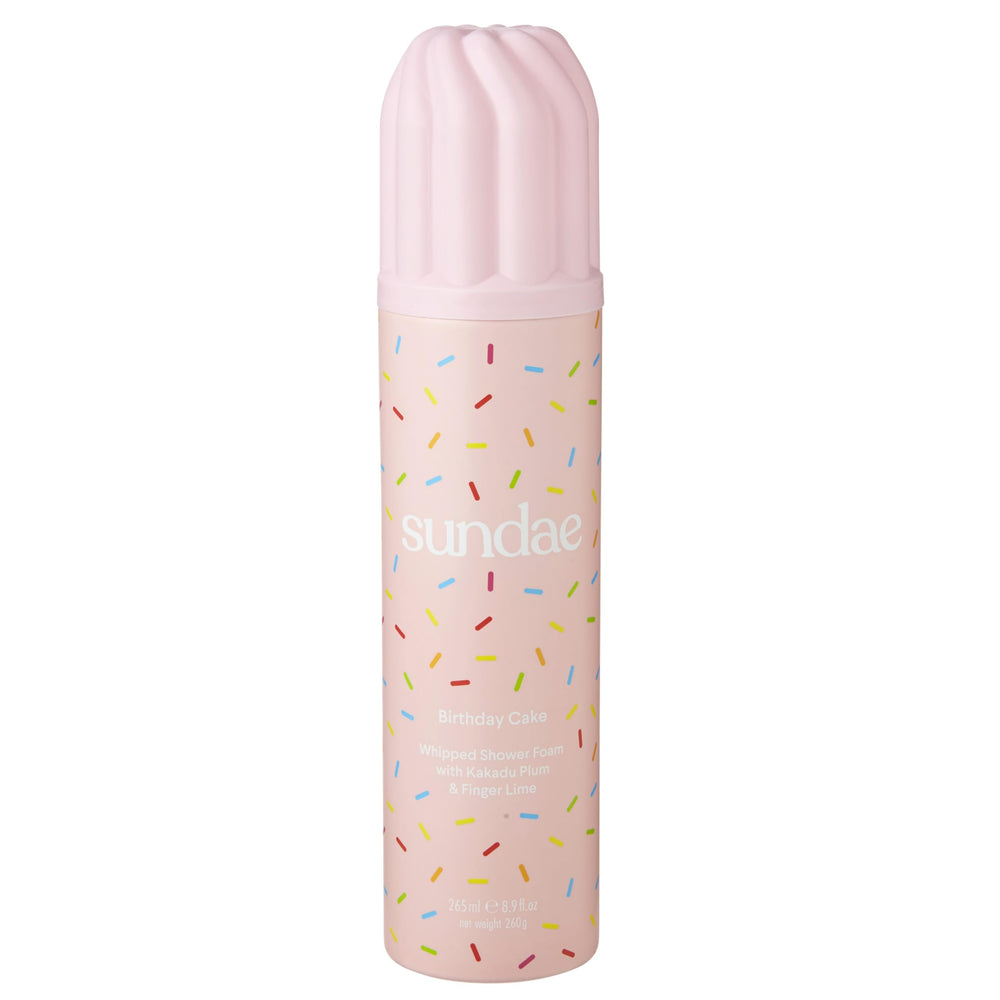 Sundae Birthday Cake Whipped Shower Foam bottle pour for a luxurious daily cleanse.