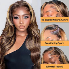 Sunelk Honey Blonde Ombre wig side view with seamless blend